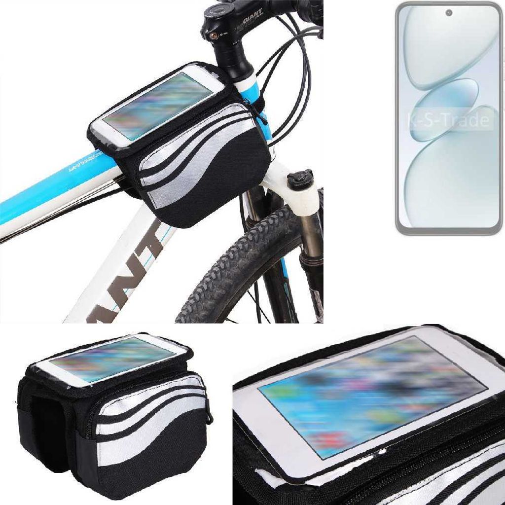 K-S-Trade Rahmentasche Fahrrad-Halterung kompatibel mit Tecno Spark Go 1 Rahmenhalterung Fahrrad Handyhalterung Fahrradtasche Handy Smartphone
