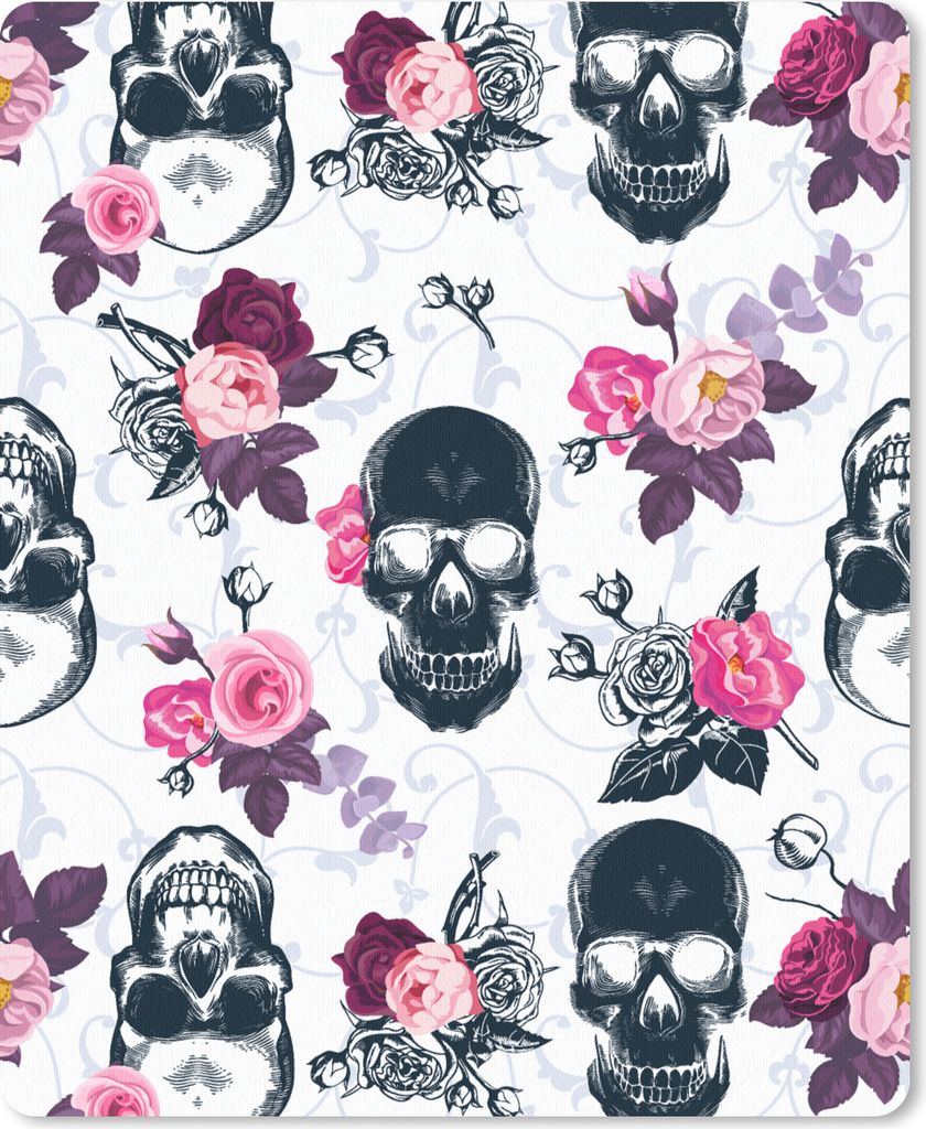 MuchoWow Mauspad Mousepad Teens - Totenkopf - Rose - Muster 19x23 cm - Mousepads - Maus Mat - Pad - Mausunterlage - Mauspads - Spielen