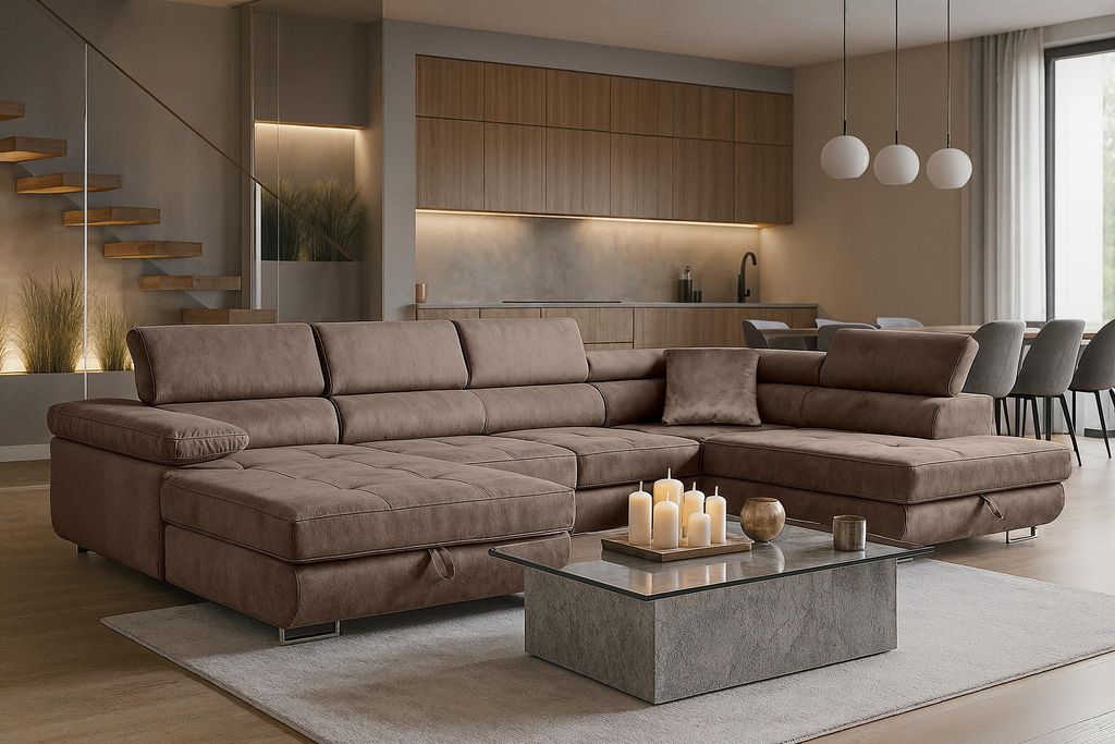 Sofiland Aller U XXL Ecksofa, 345x202x90 cm, Schlaffunktion Produktbild 