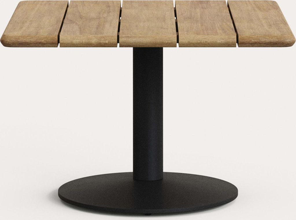 Outdoor-Tisch Esilda 70 x 70 x 45 cm Stahl Akazie Schwarz Natur