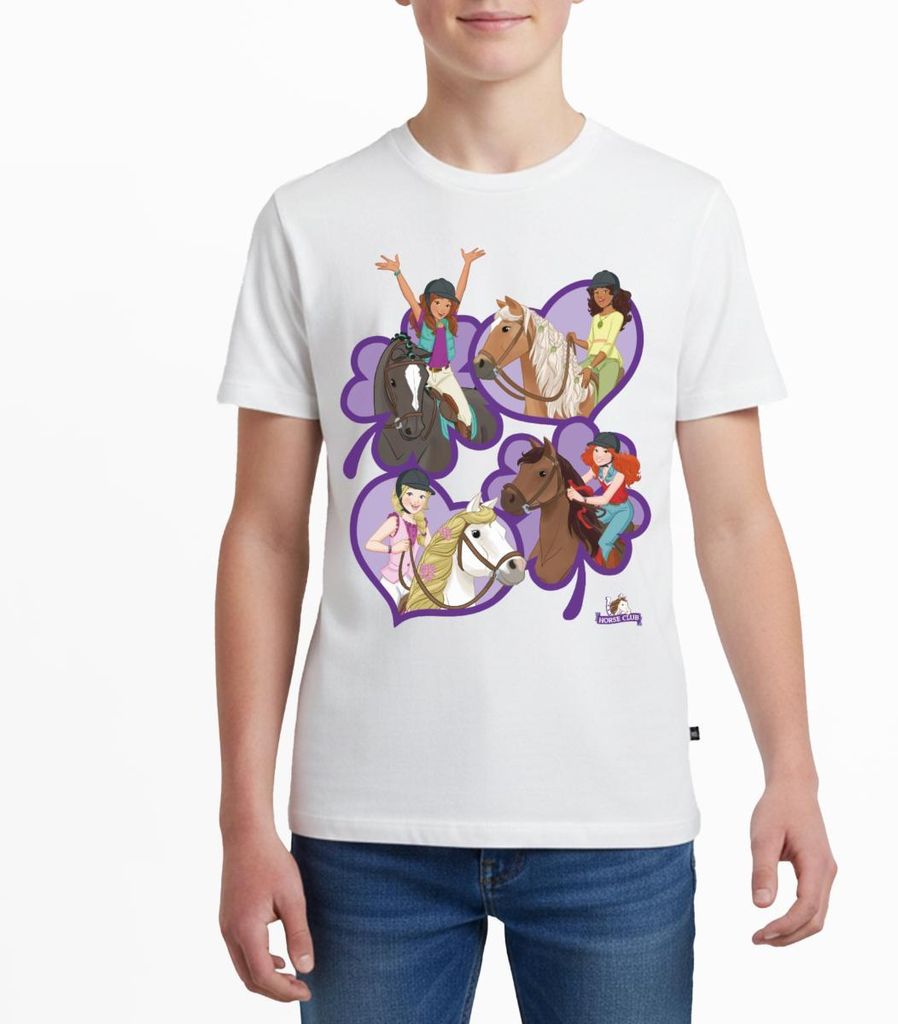 Spreadshirt Schleich Horse Club Sofia Lisa Hannah Sarah Herzen Teenager Premium T-Shirt, 146/152 (10 Jahre), Weiß