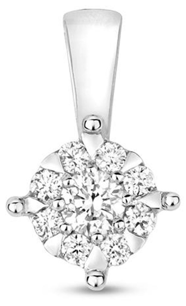 Schöner 9 Karat (375) Weißgold Damen - Diamant Anhänger Brillant-Schliff 0.13 Karat G - I1 I2; TRS315719KW