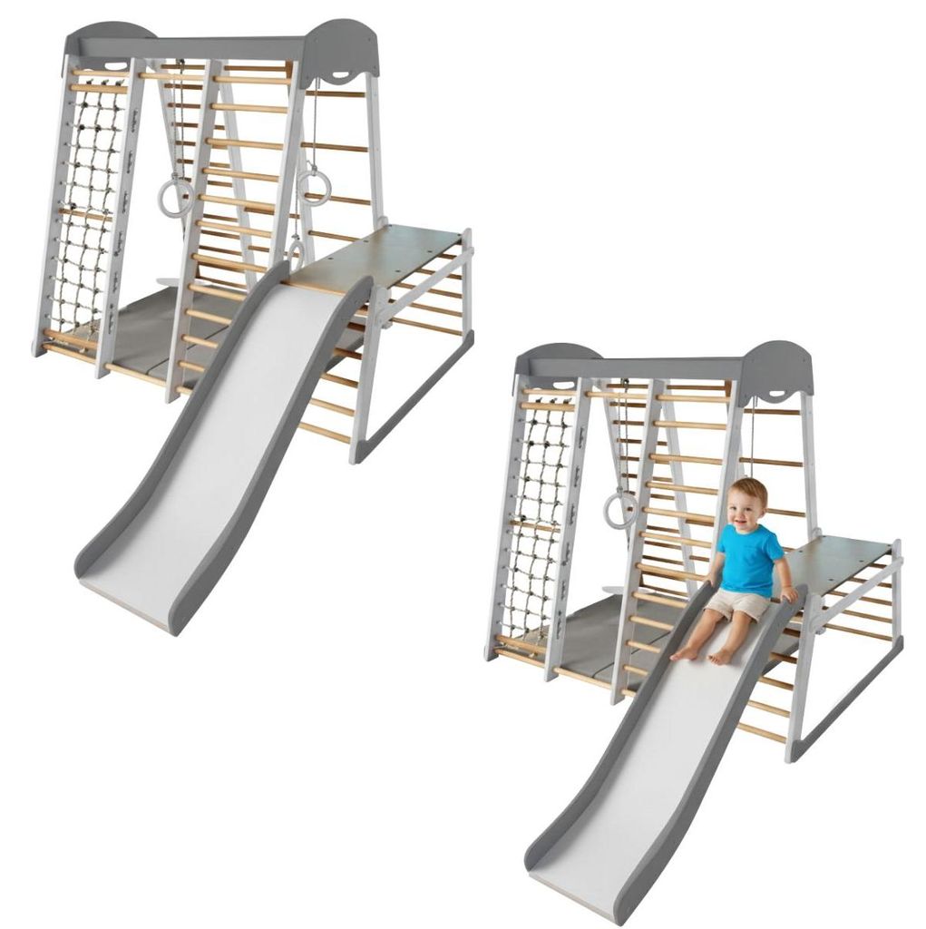 Mammut Stand Home Spielplatz - Weiß Grau Holz Produktbild 
