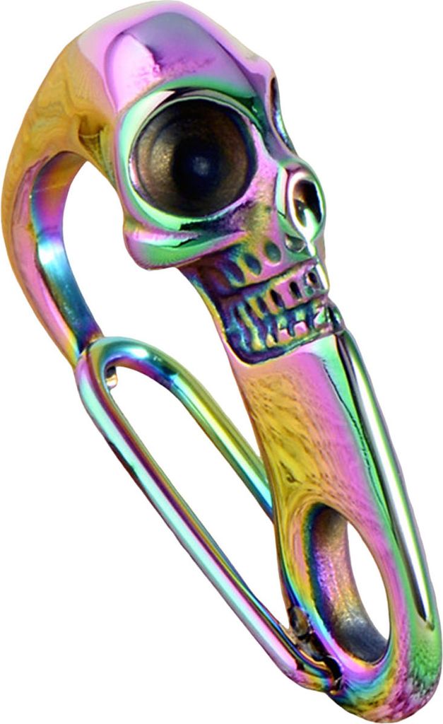 Totenkopf-Schlüsselanhänger, robuster Schlüsselanhängerhalter aus Titanstahl mit Totenkopf-Motiv, tragbar, leicht, Metallschnalle zum Aufhänge...