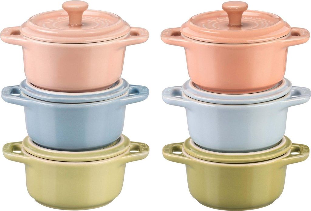 6 Stück, Cocotte set macaron, gemischte Farben