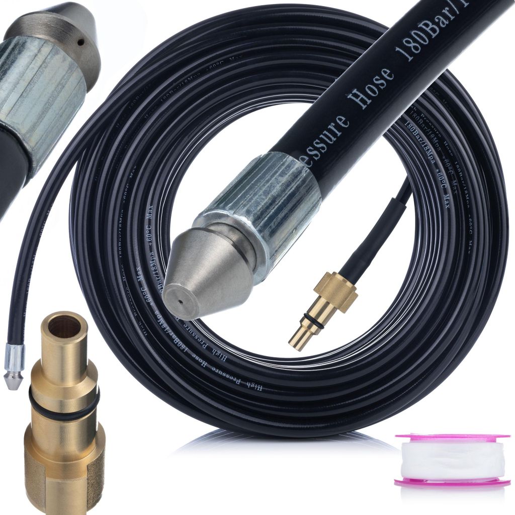 Rosfix Kanalreinigungsschlauch 35m – Teflonband | 160 Bar Druck | Lavor & Parkside kompatibel | Nylon verstärkt | Ideal für Abflussrohre | Hoch...