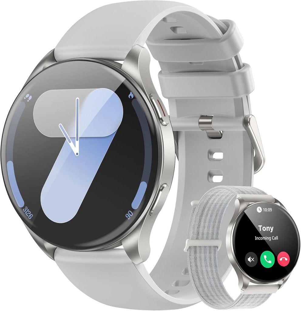 Smartwatch mit AMOLED-Display & Telefonfunktion – 100+ Sportmodi, Gesundheitsfunktionen, Always-On-Anzeige, IP67 wasserdicht