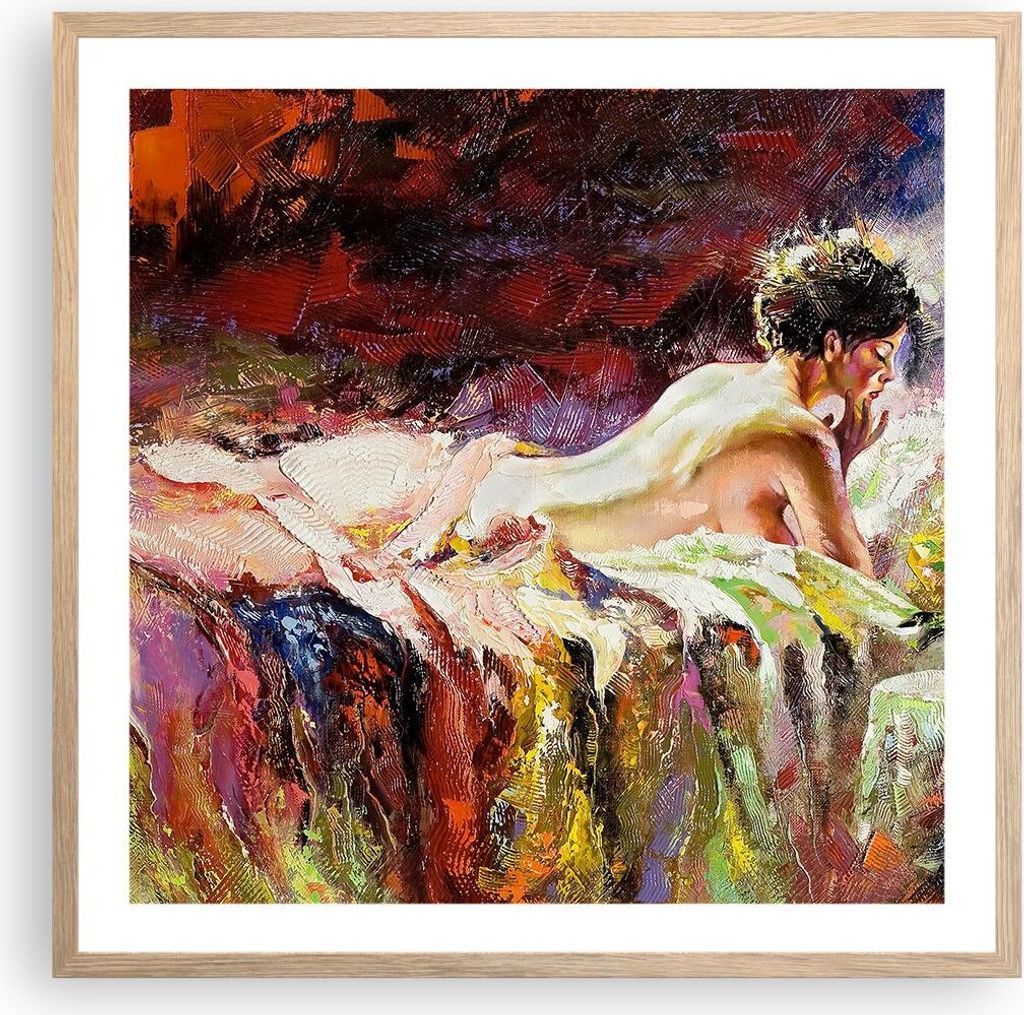Gerahmtes Poster - Rahmen in heller Eiche - Frau Modell - 60x60 cm - Wand Bild - Wanddeko - Wandbilder - Kunstposter - Wandposter - Bilderrahmen - ...