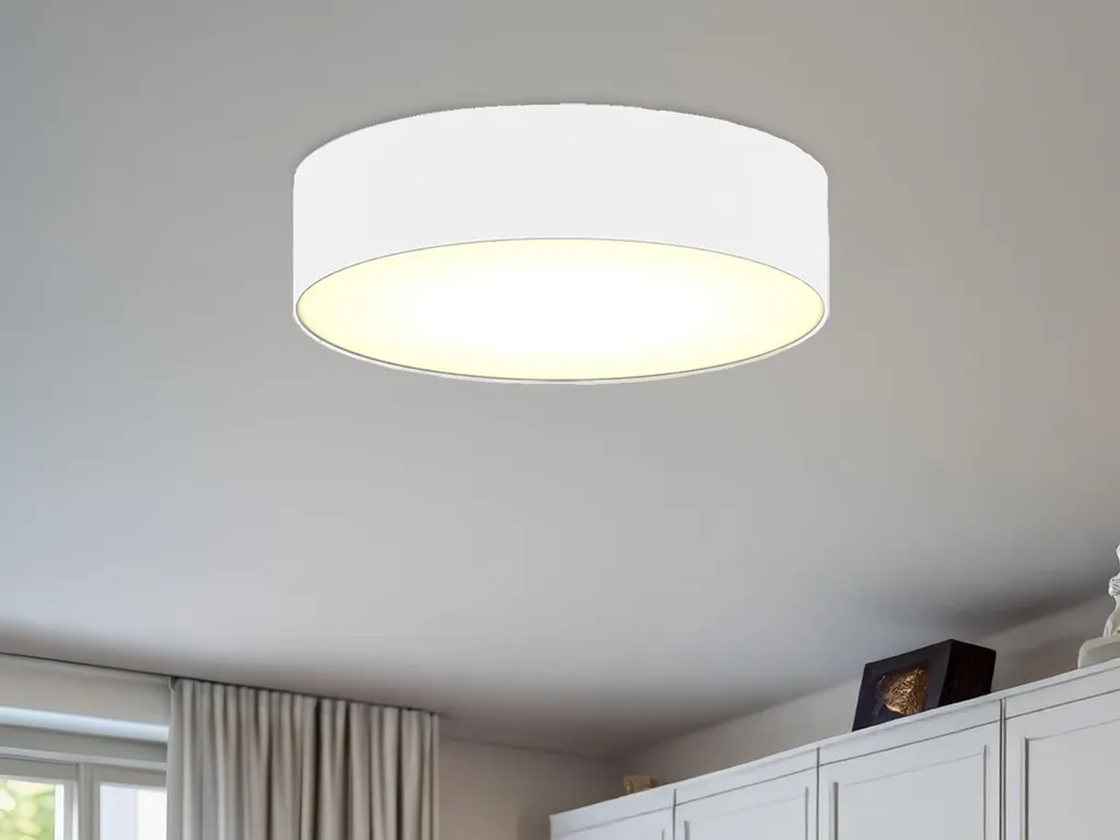 Plafonnier Blanc 50cm en Textile Haute Qualité avec Diffuseur Doux - 10