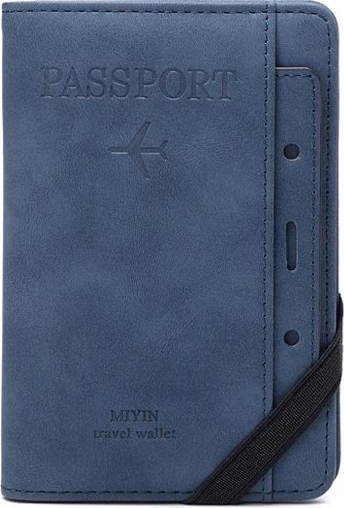 INF RFID-blockierende Brieftasche - Reisepasshalter & Reise-Organizer Blau