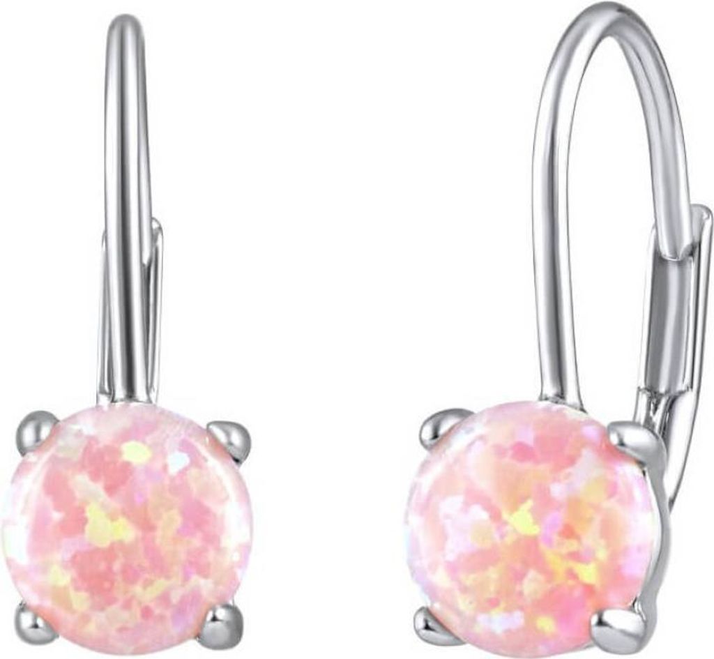 Silver earrings with pink synthetic opal LPS1398P