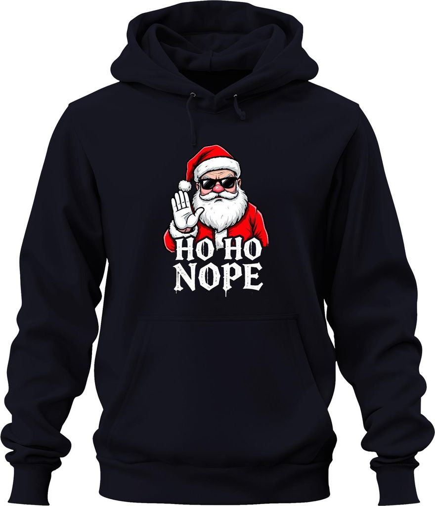 Ho Ho Nope Weihnachtsmann Sonnenbrille lustig Weihnachten Uni Hoodie Kapuzenpullover, Navy, M