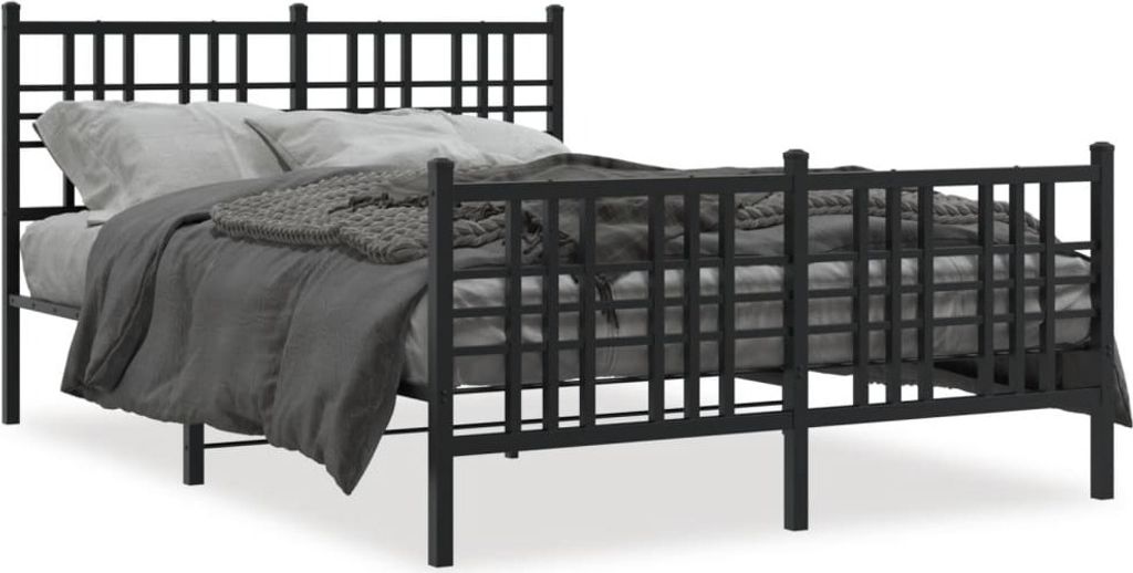 Maison Exclusive - Bettgestell mit Kopf- und Fußteil Metall Schwarz 137x190 cm