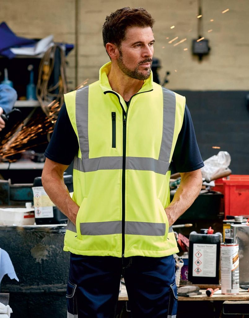 YOKO HV006 | Fluo Softshell Bodywarmer - Sicherheitsweste - Farbe: Fluo Yellow - Größe: L