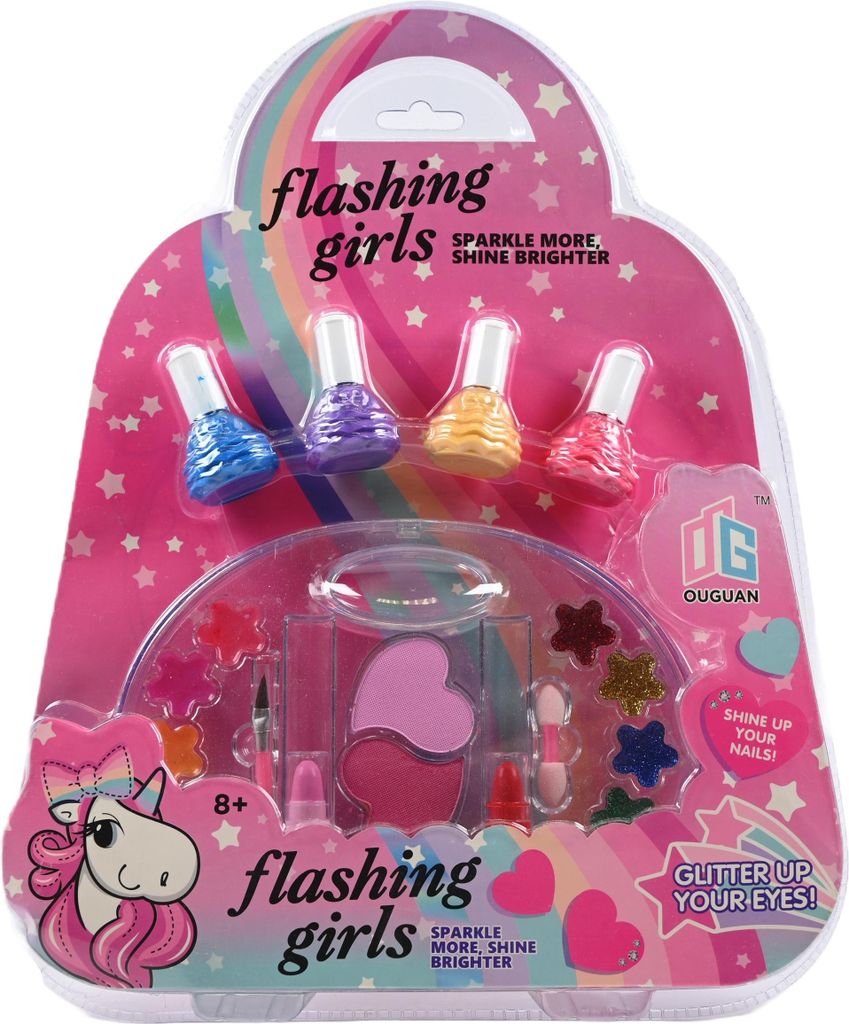 Kinder Schminkset Nagellack Lidschatten Kosmetik Spielzeug Kreativ Geschenk Set