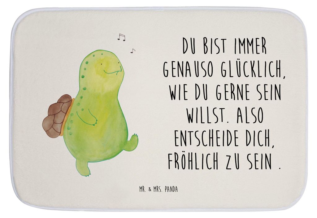 Mr. & Mrs. Panda Badematte Schildkröte Pfeifen - Weiß - Geschenk, fußmatte bad, Badvorleger, Schildkröten, Badteppich, Depression, Glück, Bade...