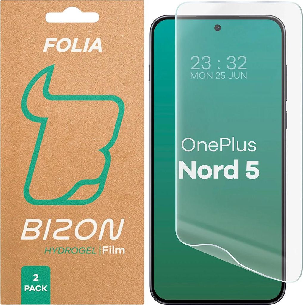 Hydrogel Folie für den Bildschirm für OnePlus Nord 5, Bizon Glass Hydrogel Front Duo, 2 Stück