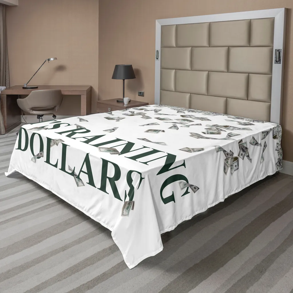 Drap de lit doux 266x260 cm à motif chat et fleurs vert foncé/blanc