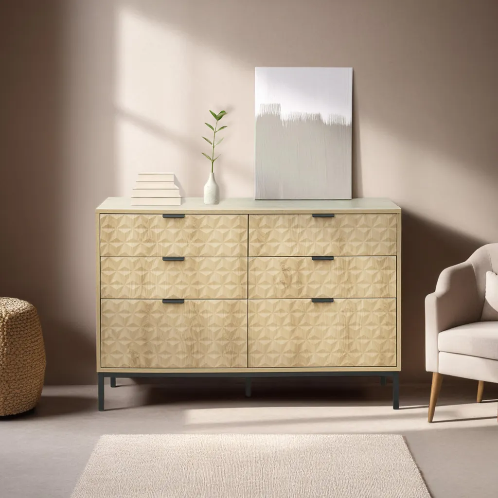Commode 6 tiroirs pour chambre adulte ou salon style nordique