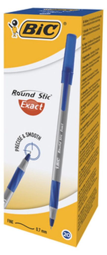 BIC Round Stic Exact, Spona, Kuličkové pero, Modrá, 20 Obrázek produktu 