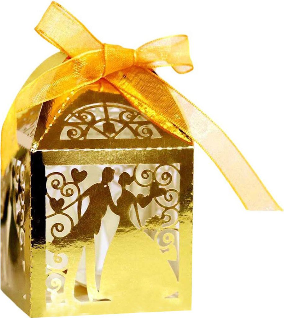 50 Pack Laser Cut Sweet Couple Wedding Favor Boxen, Party Favor Box, Kleine Geschenk-Boxen, Valentinstag Süßigkeiten-Boxen Mit Bändern