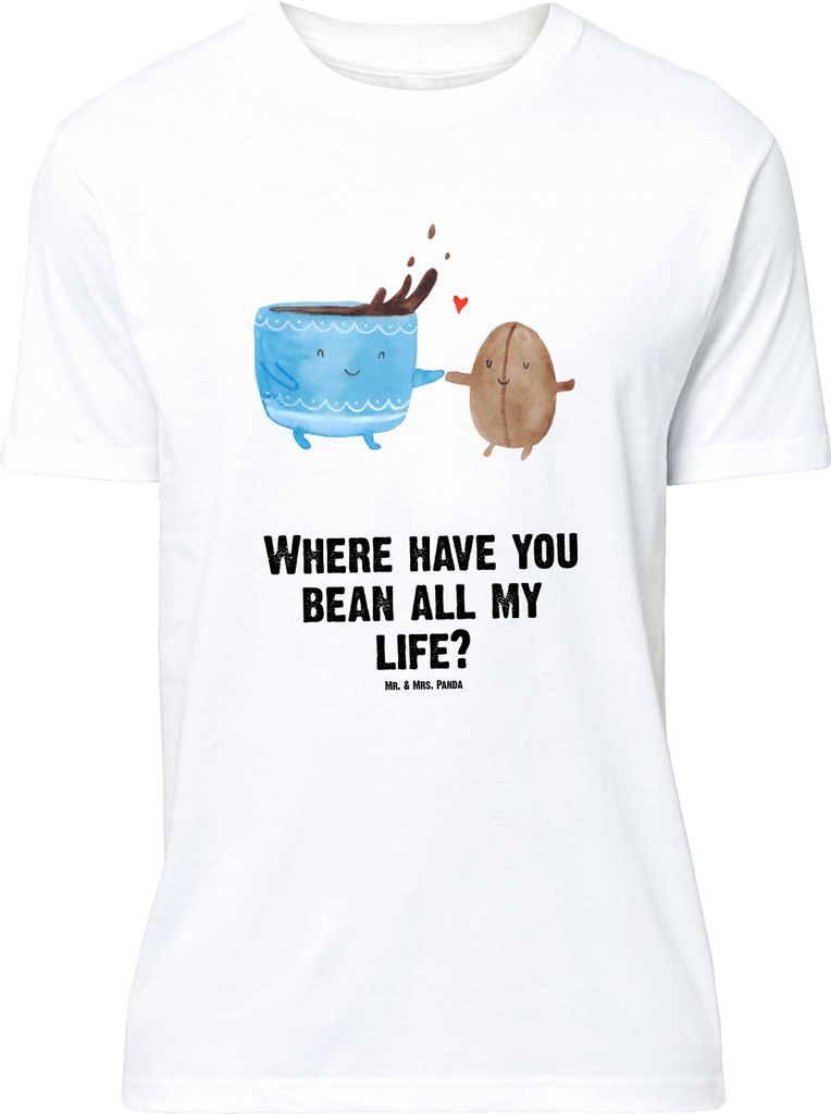 Mr. & Mrs. Panda Größe M T-Shirt Kaffee Bohne - Weiß - Geschenk, Shirt, Glück, Herren, Tshirt, Zufriedenheit, mit Spruch, Kaffeebohne, Genuss, ...