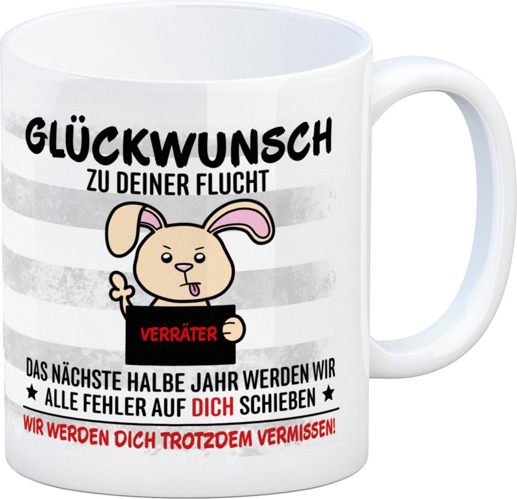 Glückwunsch zur Flucht, Verräter Mittelfinger Kaffeebecher mit Hase