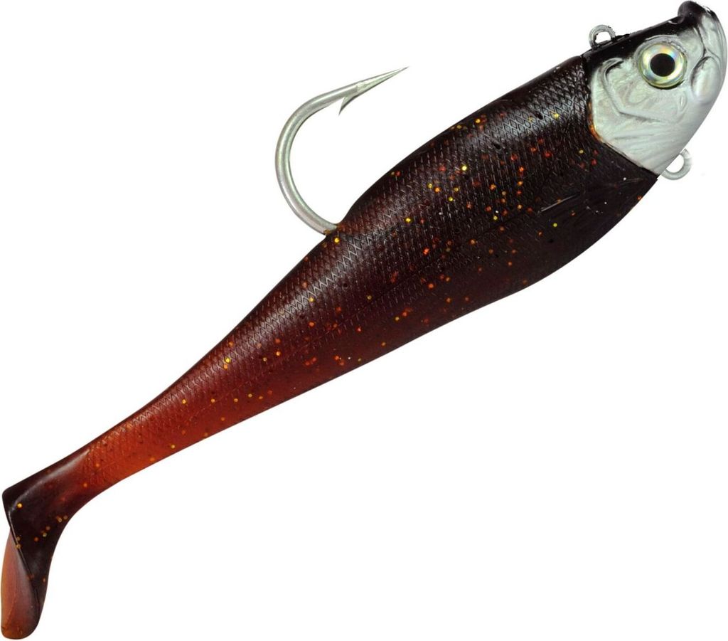 Dieter Eisele Hörminator Shad Motoroil - Gummifisch mit Jighaken, Gewicht / Länge / Hakengröße:250g - 18.0cm - Gr. 8/0