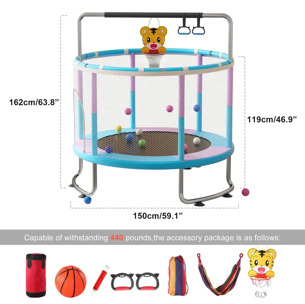 Trampoline Enfant Sécurisé : Anti-Chute avec Filet et Jeux Multiples