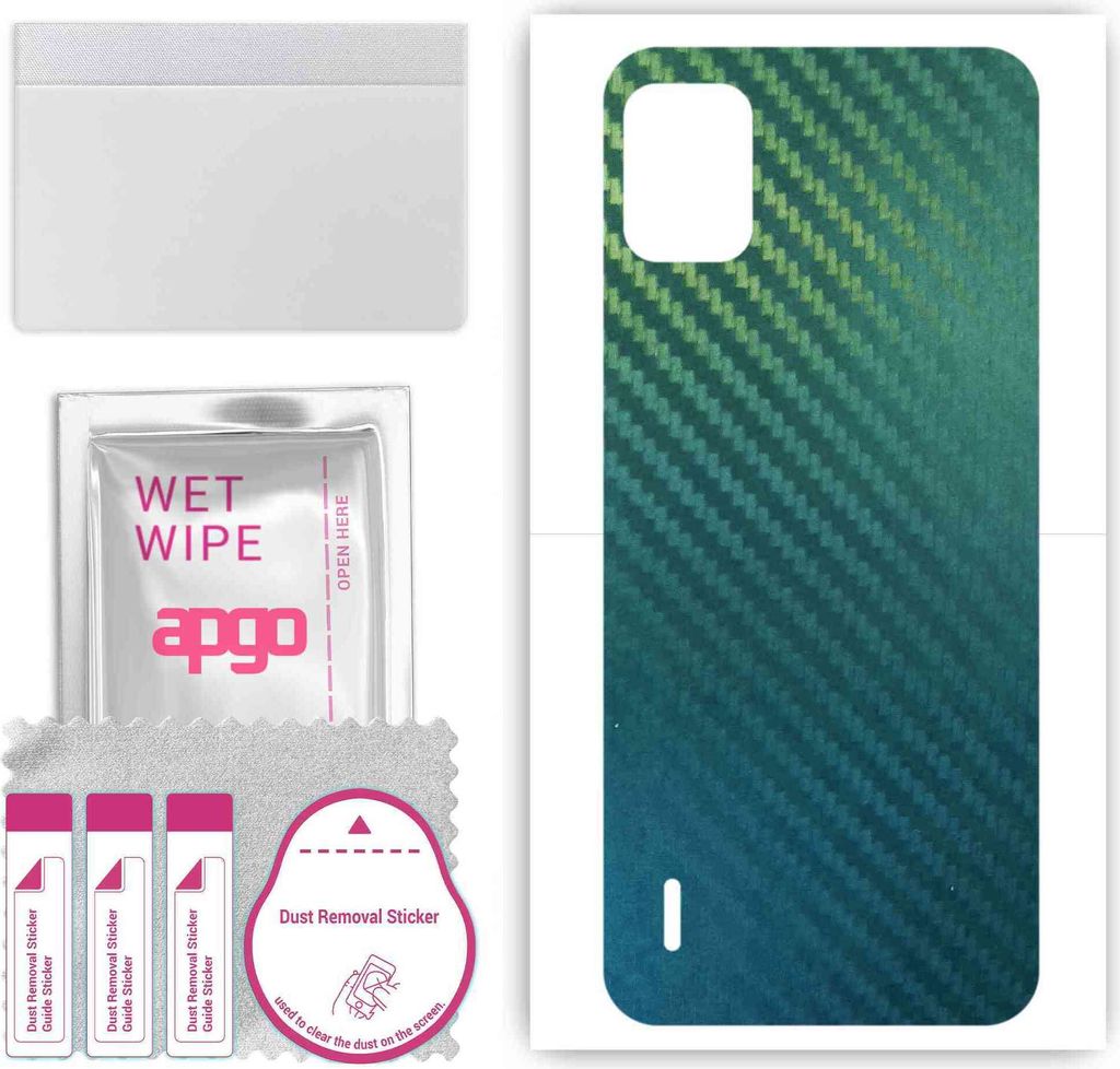 apgo Rückseite Schutzfolie, Skin, kompatibel mit Nokia C12, Hinten Displayschutzfolie aus Vinylfolie, kratzfest, einfache Montage - Kohlenstoff-Ch...