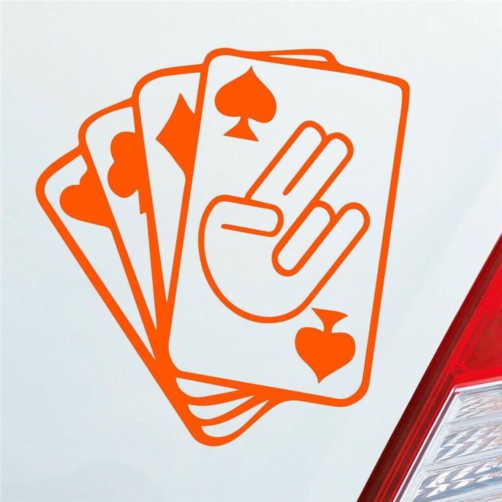 Auto Aufkleber Spielkarten Shocker Poker Tuning 10x10 cm Orange Sticker Heckscheibenaufkleber
