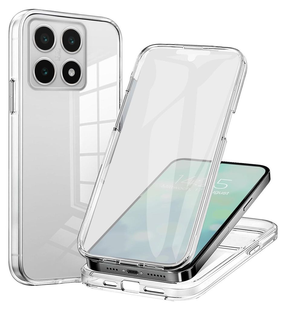 360 Grad Handyhülle für Xiaomi 14T Case Cover Hülle Bumper Rundum Schutzhülle Smartphone Schutz Transparent