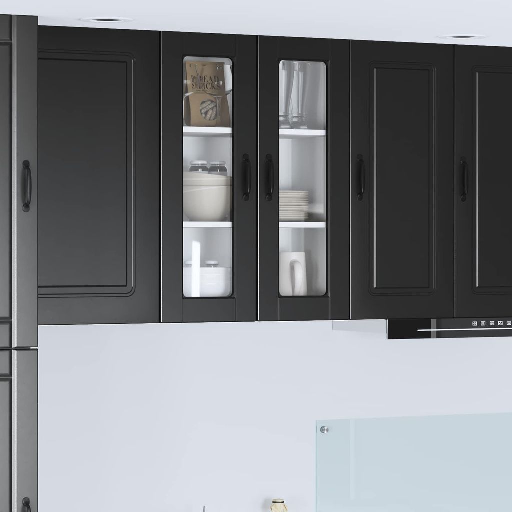 vidaXL Wandglas-Schrank PORTO Schwarz 60 x 31 x 80 cm Holzwerkstoff