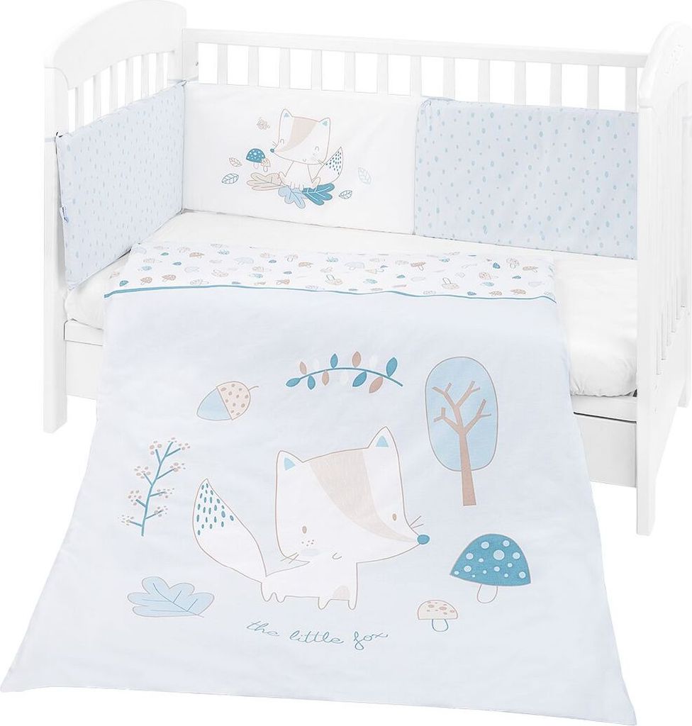 Kikkaboo Bettwäsche 4-teilig Decke 135 x 95 cm Bezug Nestchen Bett 120 x 60 cm blau