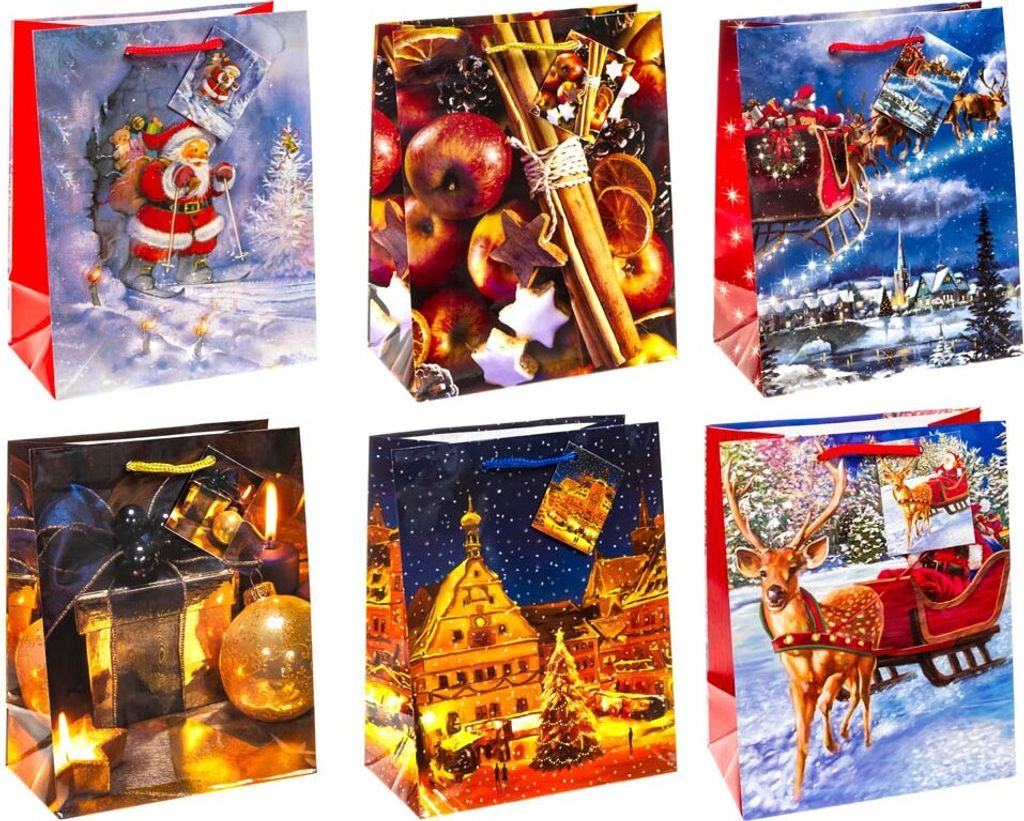 TSI 84017-SG Pochettes cadeaux de Noël série 7 à 12 motifs Image du produit 