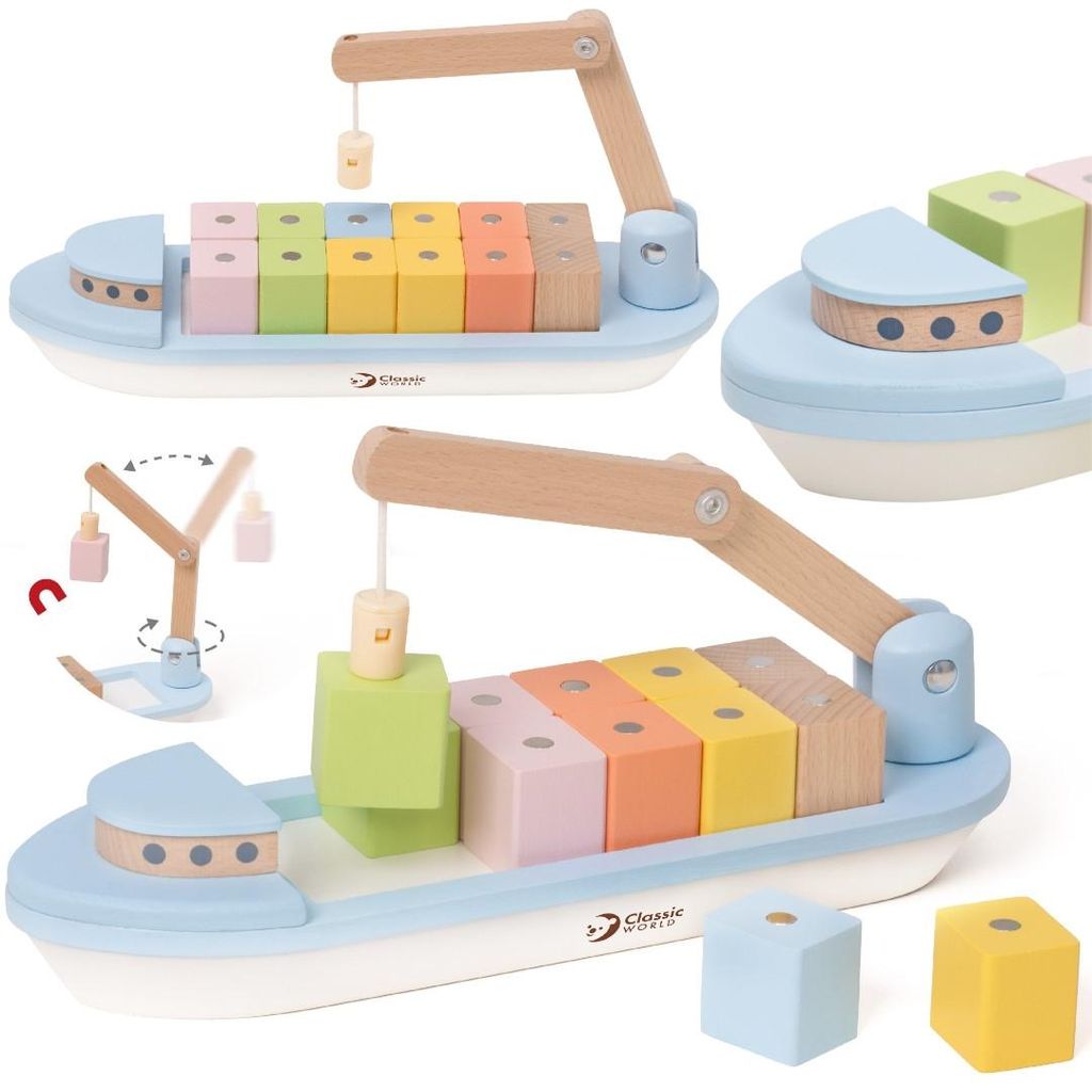 CLASSIC WORLD Wooden Boat blocs à empiler 13 el. Image du produit 