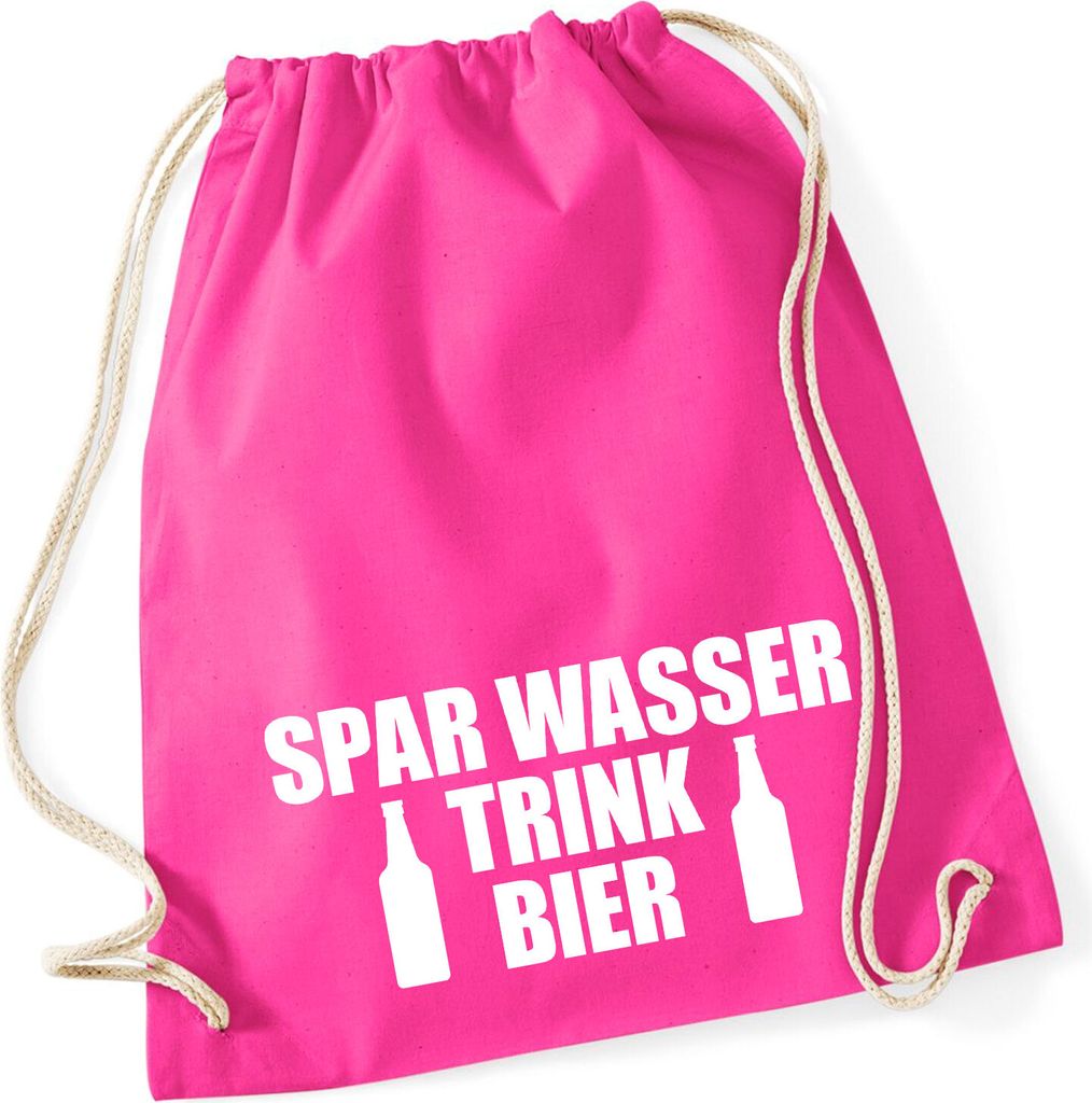 Huuraa Turnbeutel Spar Wasser Trink Bier Bierflasche 12 Liter Fuchsia Baumwolle Rucksack Geschenkidee