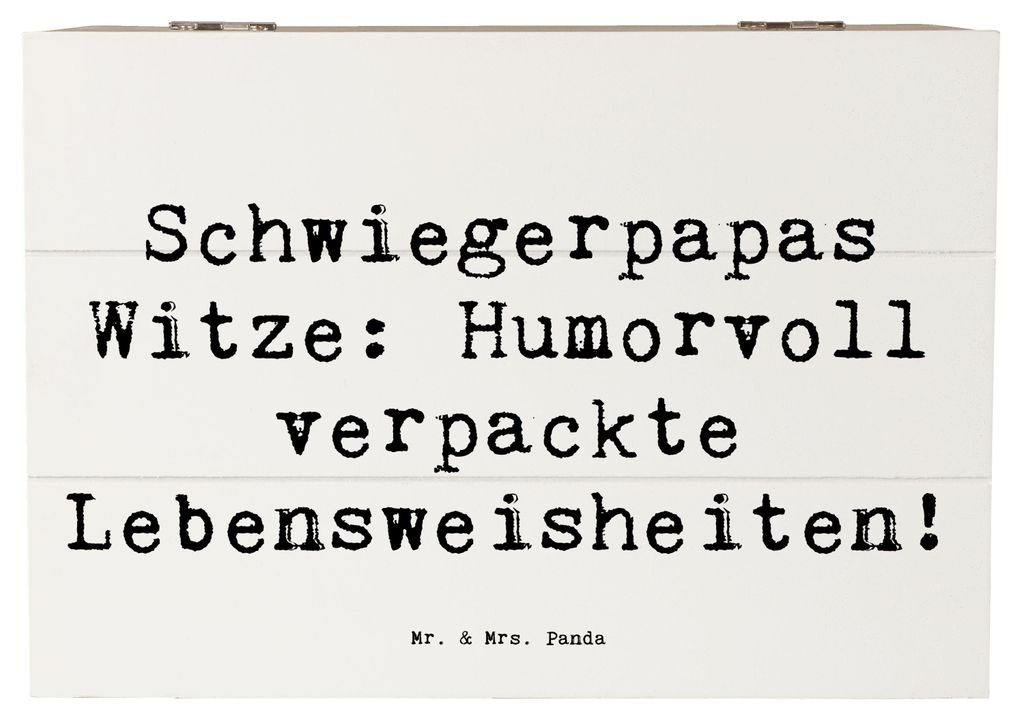 Mr. & Mrs. Panda Erinnerungsbox Spruch Schwiegerpapa Witze 22 x 15 cm - Weiß - Geschenk, Kiste mit Deckel, Lebensweisheiten, Aufbewahrungskiste, H...
