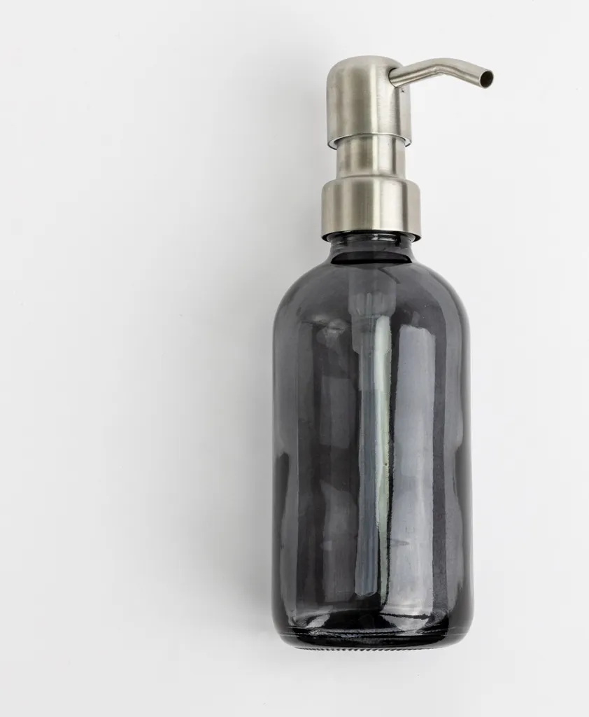 Dispenser Sapone Ricaricabile KLEAN 250ml Vetro e Acciaio Inox Argento