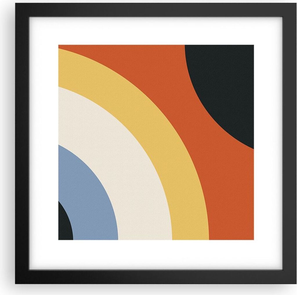 Gerahmtes Poster - Schwarzer Rahmen - Abstraktion die Farben Radius - 30x30 cm - Wand Bild - Wanddeko - Wandbilder - Wandposter - Bilderrahmen - Bi...