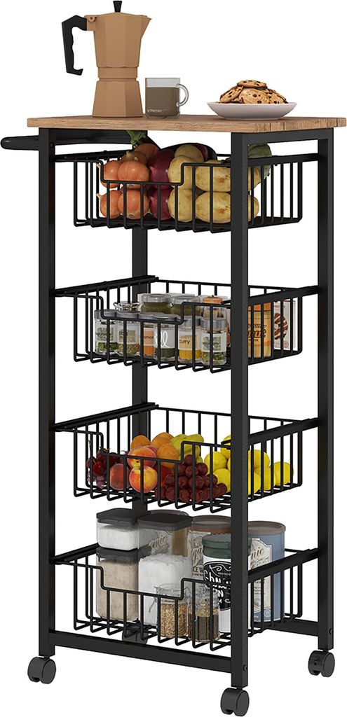 HOMCOM kuchynský vozík s pracovnou doskou a 4 výsuvnými Obrázok produktu 
