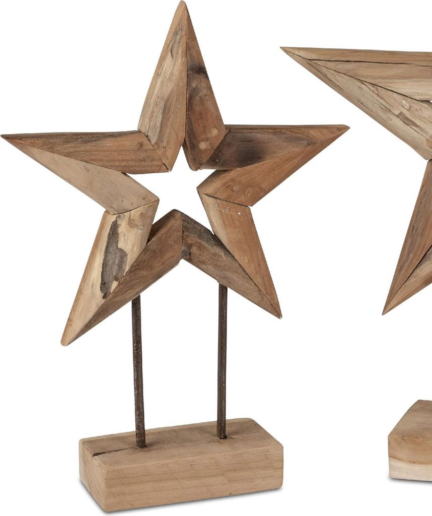 Dekoobjekt Stern TEAK auf Fuß H. 41cm naturbraun aus Holz Formano WA