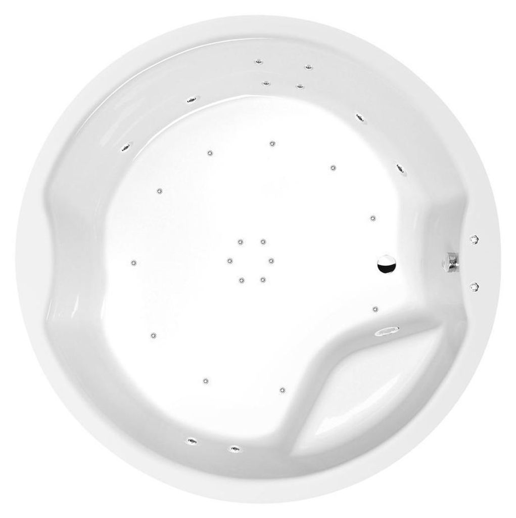 Polysan ROYAL ROUND Whirlpool-Badewanne, 172x172x49cm, Active Hydro-Air, Chrom
