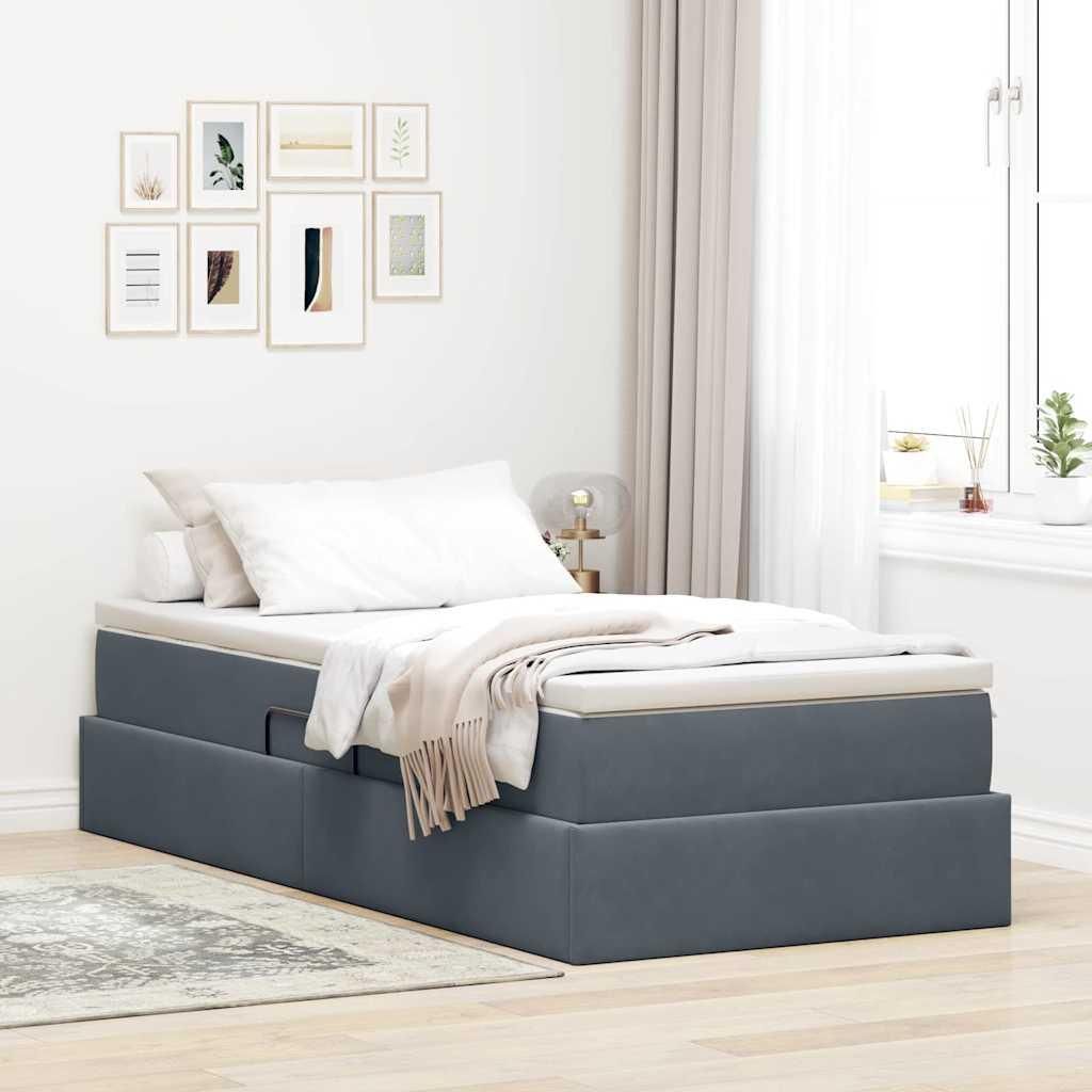 Maison Exclusive - Aufbewahrungsbett mit Matratze Dunkelgrau 100 x 200 cm Samt