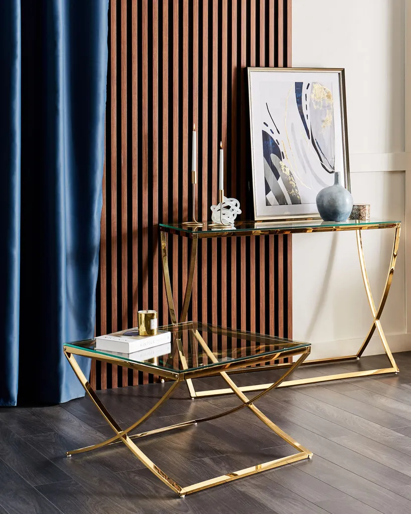 Table basse avec structure géométrique or pour décoration luxueuse - 4