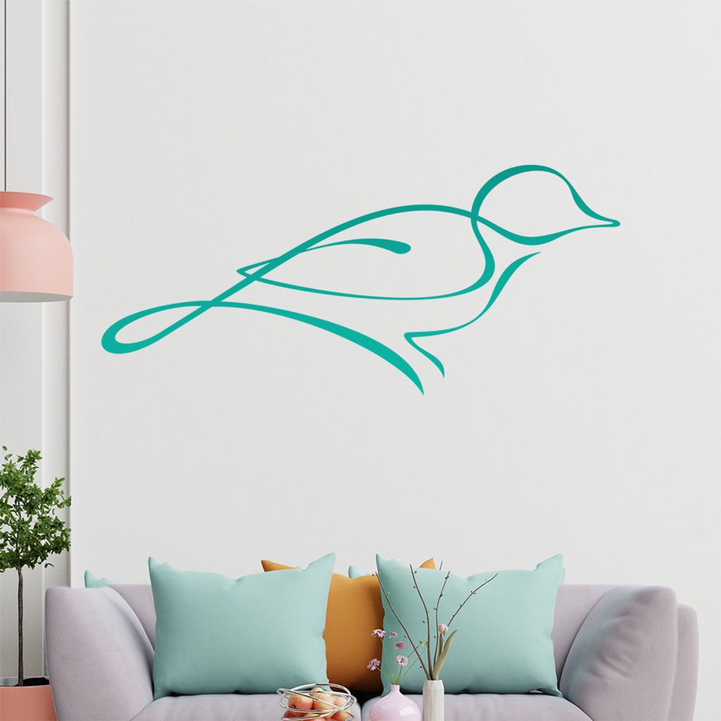 Kleiner Vogel Linien Wandtattoo in 6 Größen - Wandaufkleber Wall Sticker - Dekoration, Küche, Wohnzimmer, Schlafzimmer, Badezimmer