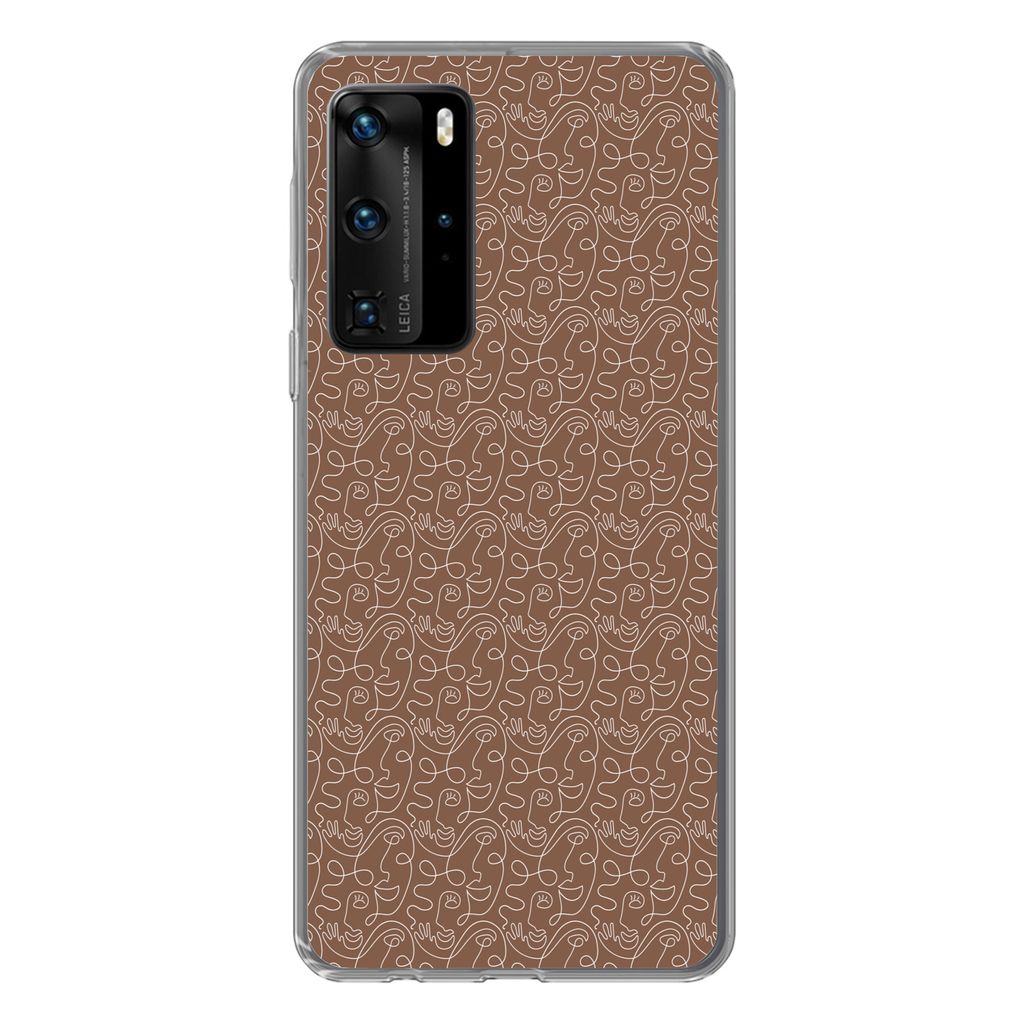 MuchoWow Handyhülle Schutzhülle Hülle für Huawei P40 Pro Gesicht - Muster - Abstrakt Silikon Softcase Handy Hülle - Schutz