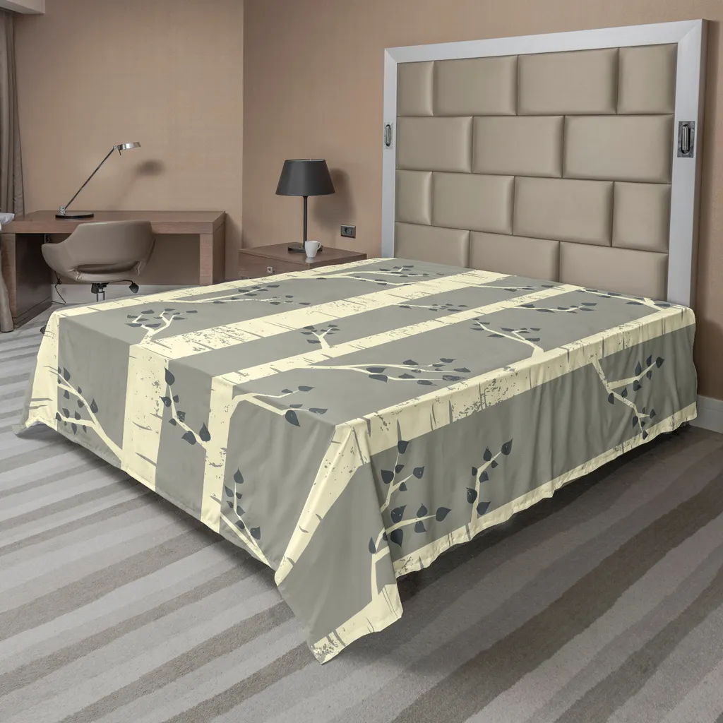 Drap supérieur imprimé forêt vintage en tissu doux 244x205 cm Jaune