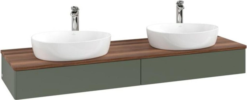 V&B Waschtischunterschrank ohne Frontstruktur, mit Beleuchtung Antao 160x50cm, HL, WBP w. wal, lea gre. m Lac