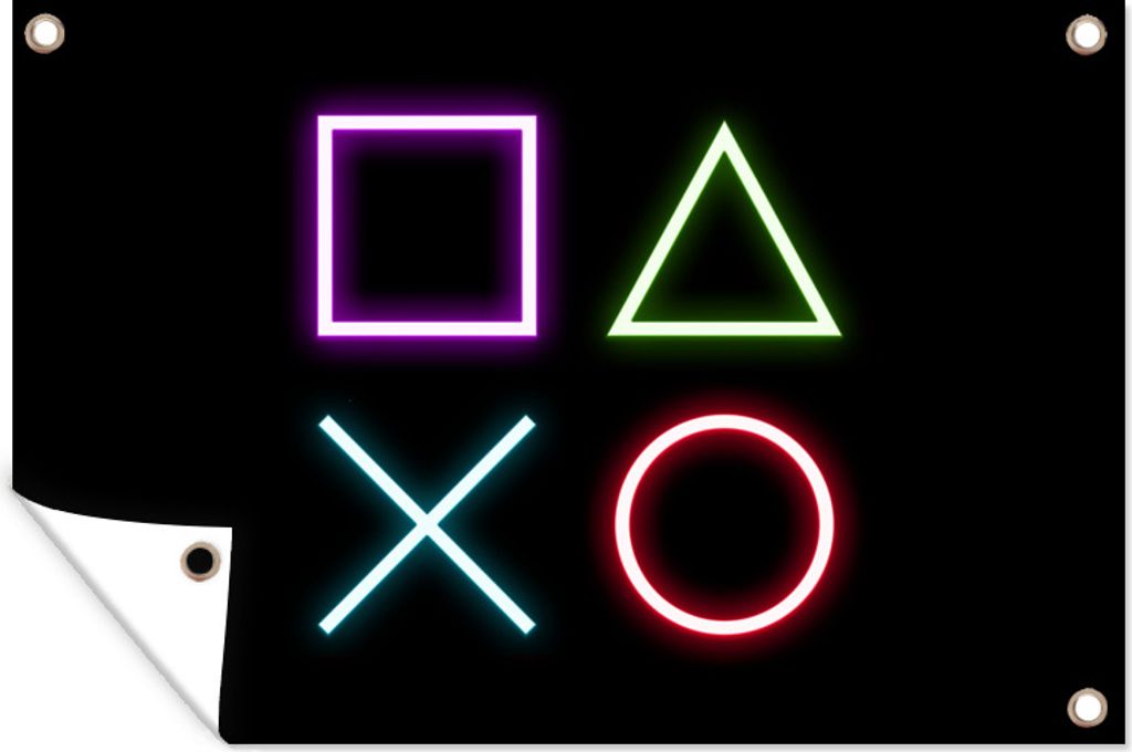 MuchoWow 120x80 cm Outdoor-Poster Gartendeko Sichtschutz Garten Poster für den Garten Gaming - Neon - Konsole - Schwarz - Controller - Gaming
